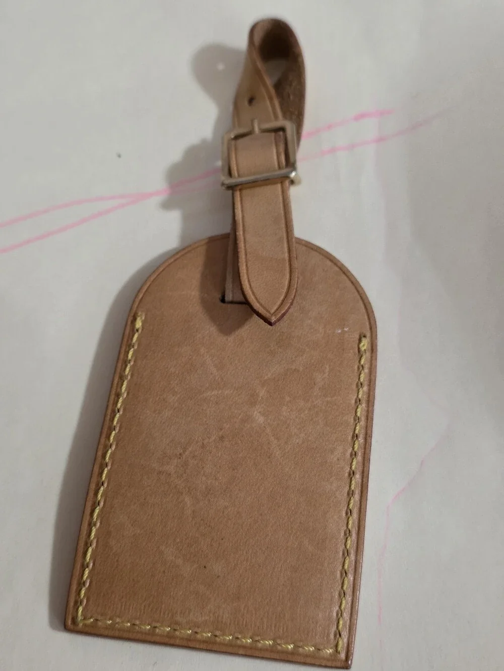 Louis Vuitton Vachetta Leather Luggage Tag Natural Tan Authentic Y2K Travel